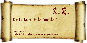 Kriston Rómeó névjegykártya